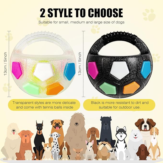 Dog Toy Ball with Handle, Toss and Fetch Play, Interactive Ball for Dogs Playing, Squeaky Floating (2pc)