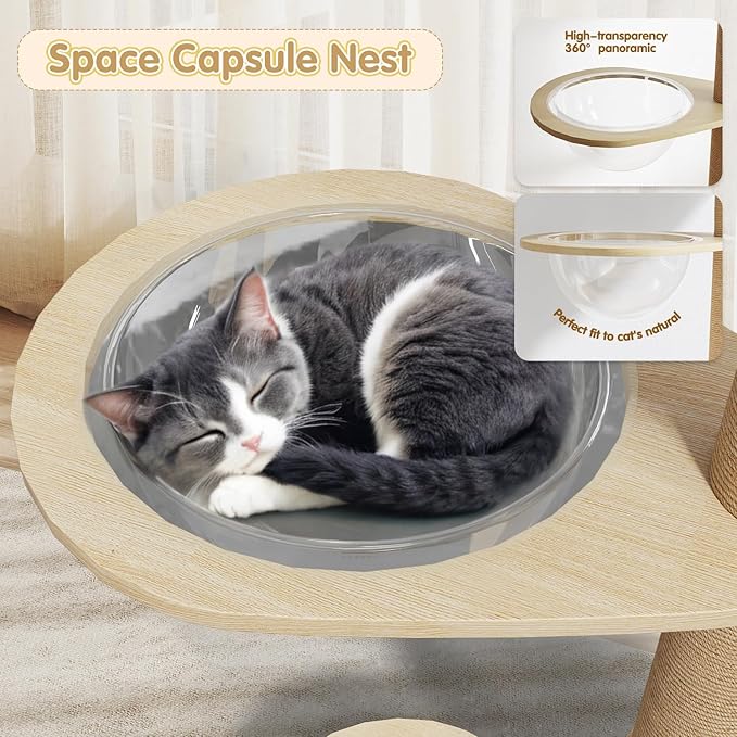 Erinnyees Cat Tree, Floor to Ceiling Cat Tree Height (86-105 in) Adjustable Cat Tower 6 Tier Hemp Scratching Post Cats Activity Center Removable Washable Pads