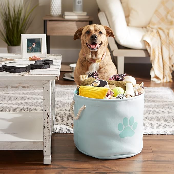 Bone Dry Pet Storage Collection Collapsible Bin, Medium Round, Aqua