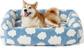 LE SURE Cute Dog Bed for Large Dogs - Washable Pet Beds,Cozy Rectangle Orthopedic Sofa with Jacquard Shaggy Plush & Anti Slip Bottom,36x27x8inches