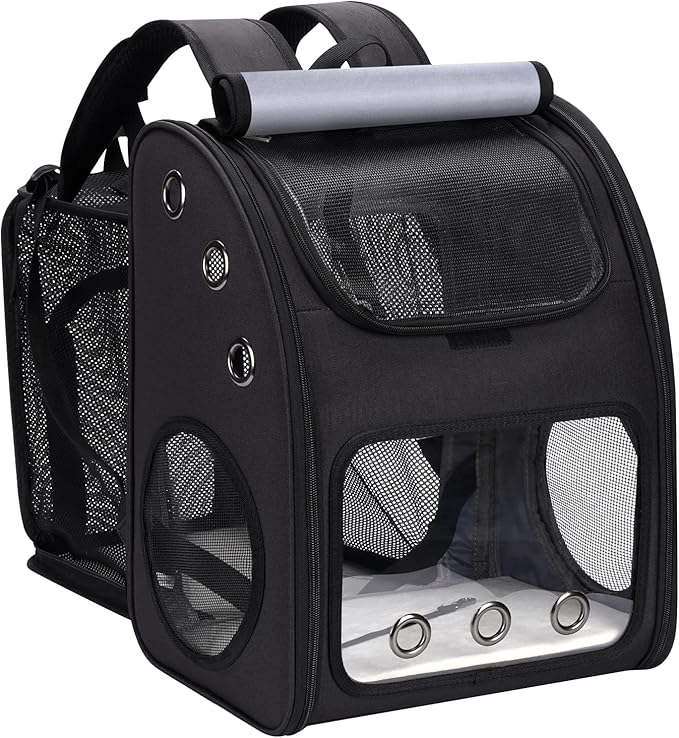 Cat Backpack Carrier, Expandable Pet Carrier Backpack for Cats & Small Pets, Super Ventilated Breathable Design, Airline Approved Portable Travel Backpack for Hiking, Camping & Outdoor Use