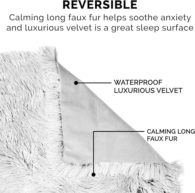 FurHaven Waterproof Throw Blanket For Dogs & Indoor Cats, Reversible Protective Pet Blanket, Extra Large, Long Faux Fur & Velvet, Mist Gray