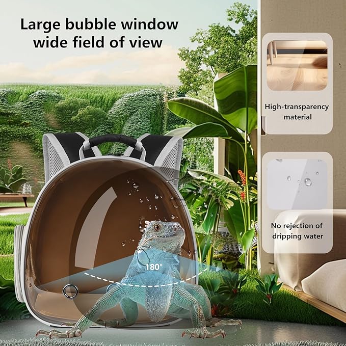 Guinea Pig Carrier, Guinea Pig Backpack with Clear Bubble Window (Black-Polarize, Backpack)