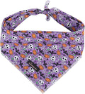 ARING PET Halloween Dog Bandanas, Cotton Purple Pumpkin Ghost Bat Floral Pet Bandanas Cute Triangle Bibs Scarf for Small Medium Large Boy Girl Dogs and Cats-S