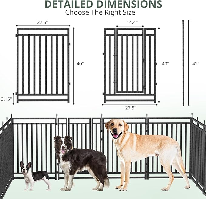 Dog Fence Outdoor for Yard Indoor Dog Playpen 40" Height 32 Panels Portable Dog Pen Metal Dog Kennel for RV Camping(Black-Silver)