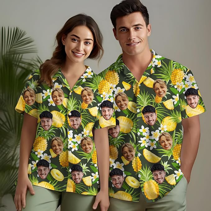 Custom Hawaiian Shirt with Face Photo Picture for Men Women Kids Youth Adult, Tropical Personalized Hawaiian Shirts Gift