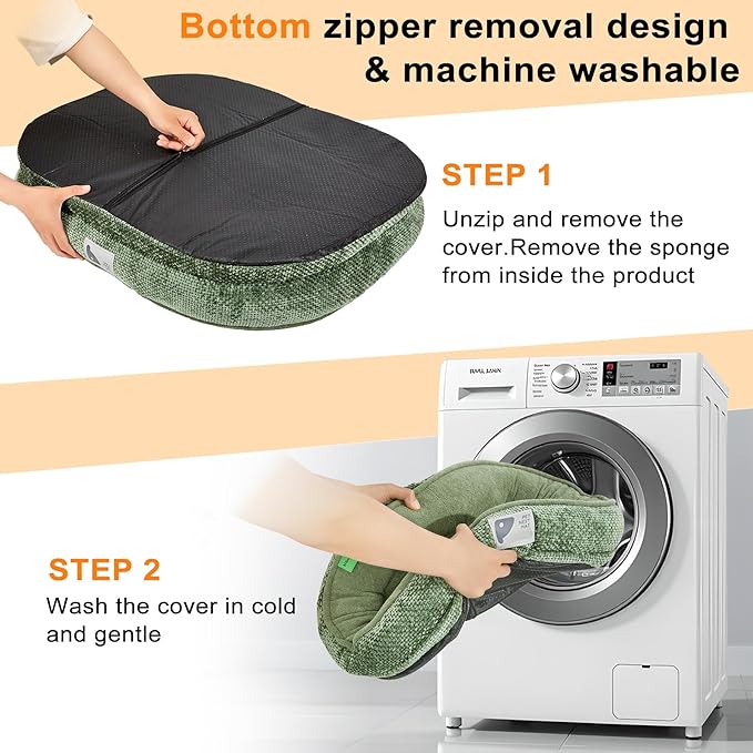 Dog Beds for Small Dogs,Orthopedic Bed with Removable Cover&Non-Slip Bottom Couch Bed with Four-Sided Bolster Green S