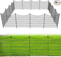 15 Panels No Dig Dog Fence Outdoor for Yard, 32 in(H) X 35.4 ft(L) Decorative Tall Garden Fence Animal Barrier, Rustproof Metal Wire Garden Edging and Borders, Temporary Fencing Stakes