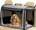 Large Dog Car Carrier Light Weight, 27×20.5×20.5ins Dog Carrier for Cars, Portable Dog Car Crate with Breathable Windows, Stable Pet Carrier for Both Indoor and Outdoor Use, Pet Travel Crate Gray