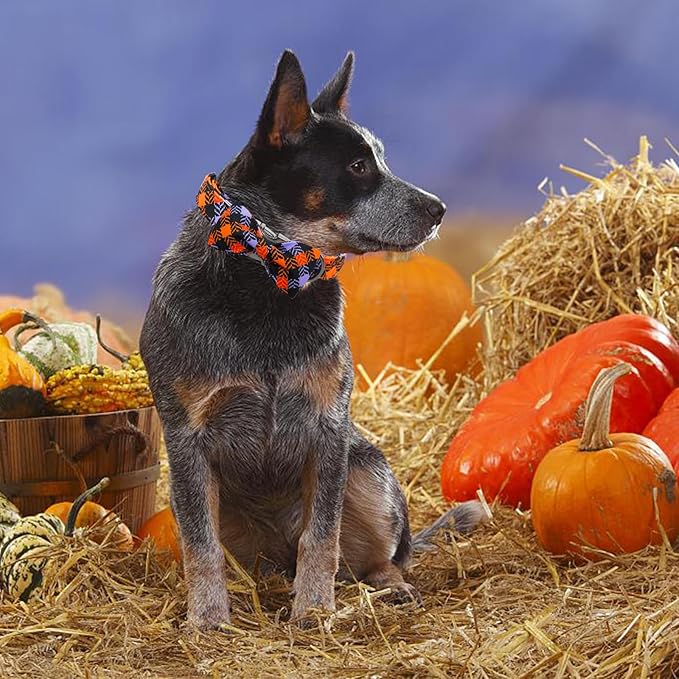 Halloween Dog Collar, Pet Collar Bow Plaid Collars Girl Boy Holiday Pet Collars Gift Bow Dog Collar Cute Soft Puppy Collar for Large Dogs