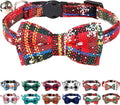 Joytale Upgraded Christmas Cat Collar with Bells, Breakaway Cat Collars with Bow Tie, 1 Pack Girl Boy Safety Plaid Kitten Collars, Christmas Red