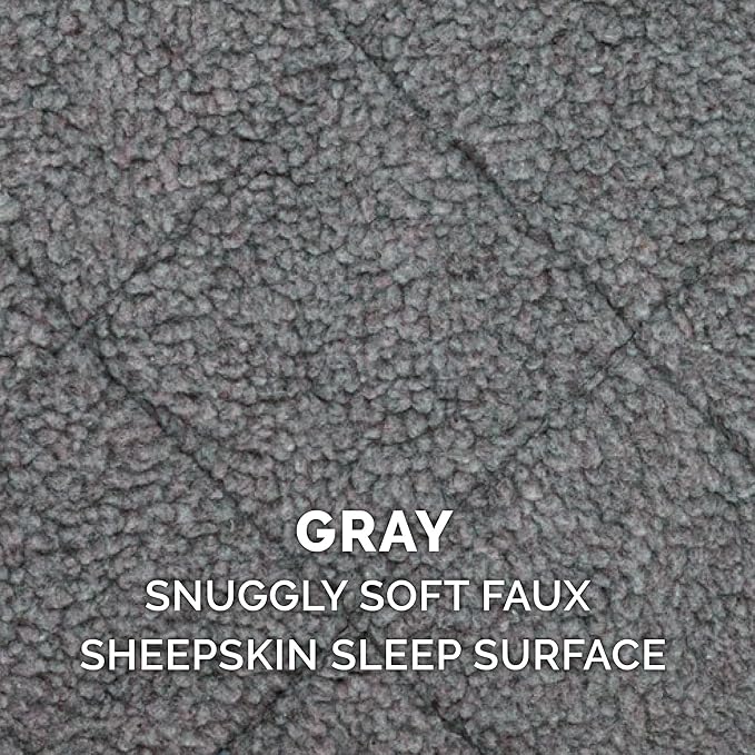 Furhaven Dog Bed for Large/Medium Dogs, 100% Washable, Sized to Fit Crates - Sherpa Fleece Bolster Crate Pad - Gray, Large
