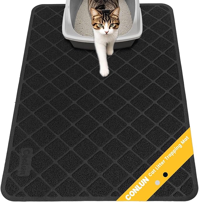 Cat Litter Mat Litter Trapping Mat, 24" x 17" Premium Durable PVC Grid Mesh with Scatter Control, Non-slip, Less Waste Cat Litter Box Mat, Soft on Kitty’s Paws, Urine Waterproof