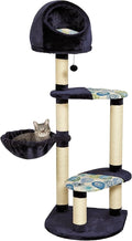 MidWest Homes for Pets Cat Tree Resort, 4-Tier Sisal Wrapped Cat Scratching Post, Blue/White Pattern, 24.75L x 37.25W x 60H Inches