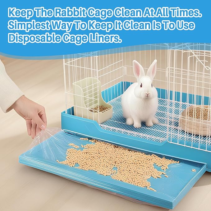 Clear Plastic Disposable Cage Liner - 20PCS Rabbit Litter Box Liners Waterproof Elastic-Edged Universal Small Animal Cage Liner Bag for Bunny Bird Hamster Hedgehog Guinea Pig (19.6x27.5inch)