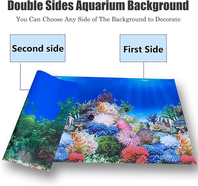 Fish Backgrounds Paper Double Sides Undersea Aquarium Background Poster Colorful Sea Anemone Fish Tank Background Sticker Decorations 12"x 25"