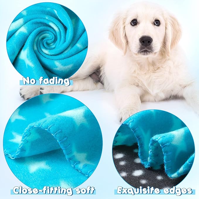 Eccliy 20 Pcs Puppy Blanket Pet Soft Fleece Dog Blankets Warm Felt Throw Sleep Mat Bed Covers for Doggie Puppy Pet Dogs Cat, 20 Styles(23.6 x 27.6 Inch,Paw)