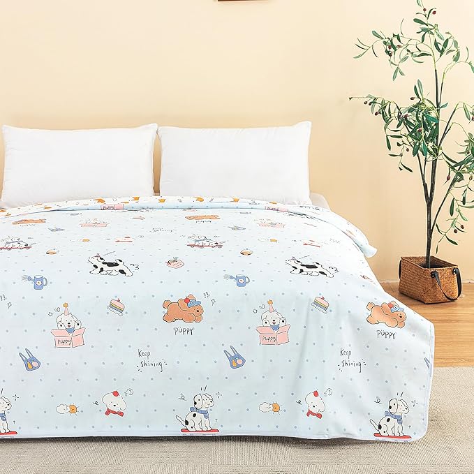 WenBags Waterproof Dog Bed Cover 60 * 80 Inches Throw Size,Pet Hair Resistant Reversible Couch Cover Mattress Protector,Leakproof Bed Liner/Sheet/Blanket for Adults Elderly Pets,Cute Dogs