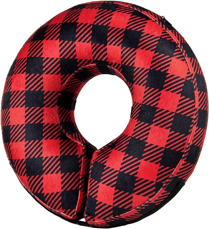 BENCMATE Inflatable Dog Cone Collar Alternative, Soft Dog Cone for Small Medium Large Dogs and Cats, Neck Recovery ECollar Donut Collar After Surgery (Medium, Plaid)