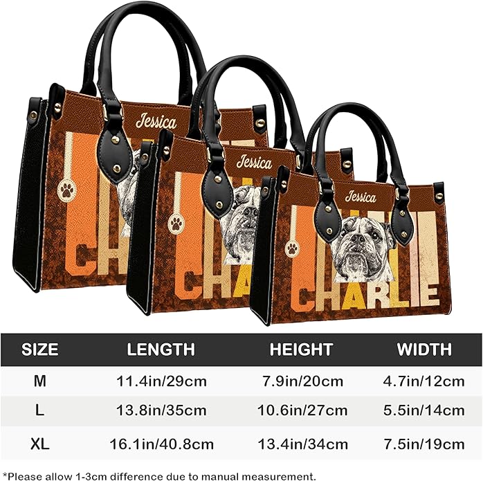 Personalized Pet Mom Leather Handbag – Custom Name Dog Cat Photo Purse, Pet Lover Gifts for Women, Christmas