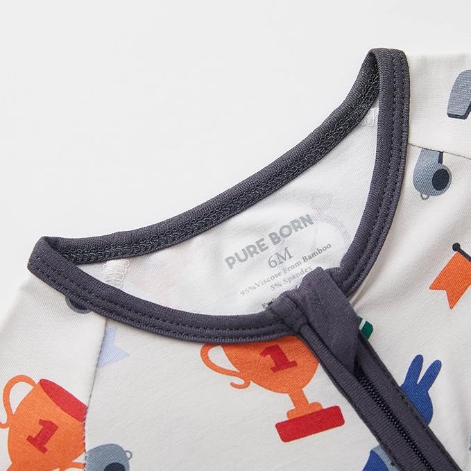 pureborn Baby Infant Boys Girls Sleeper Snug Fit Viscose from Bamboo Pajamas Zipper Pjs 0-24 Months
