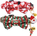 Faygarsle 2 Pack Christmas Cat Collars - Cute Holiday Collars with Bow Tie, Breakaway, Red & Green, Winter, for Boy & Girl Cats