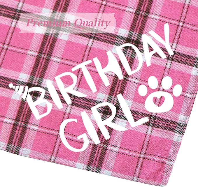STMK Dog Birthday Outfits, Multi Size Dog Birthday Hat Dog Birthday Girl Bandana Bow Tie Birthday Numbers for Small Medium Dogs Pets (Pink, Small)