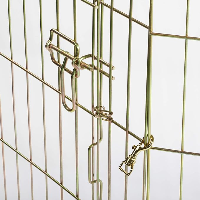 MidWest Homes for Pets Folding Metal Puppy / Dog Exercise Pen, Indoor/Outdoor Playpen with Door, 16 Sq Feet of Play Space, 24-Inches Tall, Gold Zinc