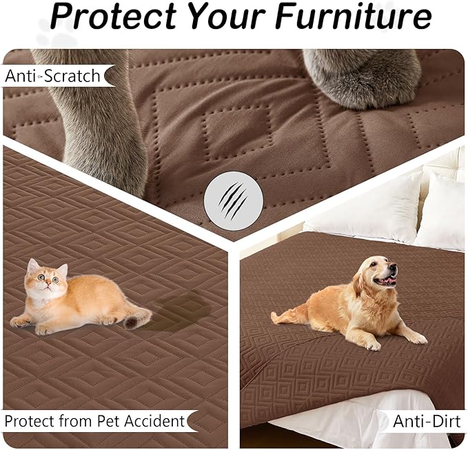 hyha Waterproof Dog Blanket, Soft Dog Bed Cover Pet Blankets, Waterproof Sofa Couch Cover for Dogs Washable, Reversible Pet Couch Covers for Sofa Furniture (82x102 Inch, Brown/Brown)