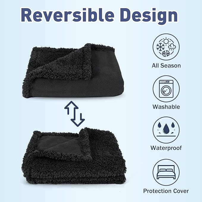 Kritter Planet Waterproof Dog Blanket, Reversible Water Proof Pet Blanket for Couch, Bed & Car, Washable Couch Covers for Medium Dogs - Protects Furniture from Fur, Dirt, and Accidents