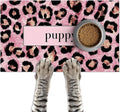 Puppy Feeding Mat 20x12 inch Pink Leopard Print Dog Bowl Placemat Non Slip Mat for Pet Food and Water Small Dogs Indoor Feeding Station Puppy Pet Placemat for Kitchen and Dining