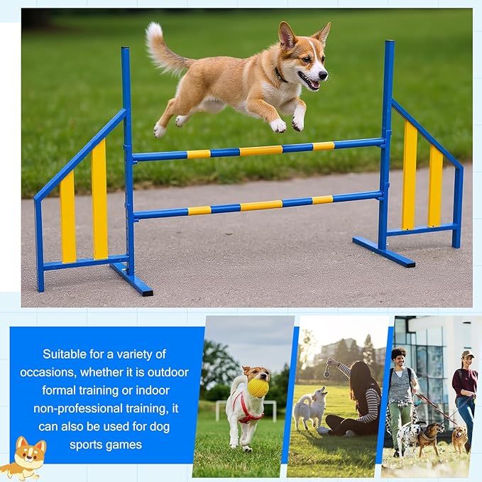 Agility Wing Jumps with Bar Dog Training Hedge Metal Frame Adjustable Pet Hurdles Jump Bars for Indoor Outdoor Dog Pet Agility Course Game