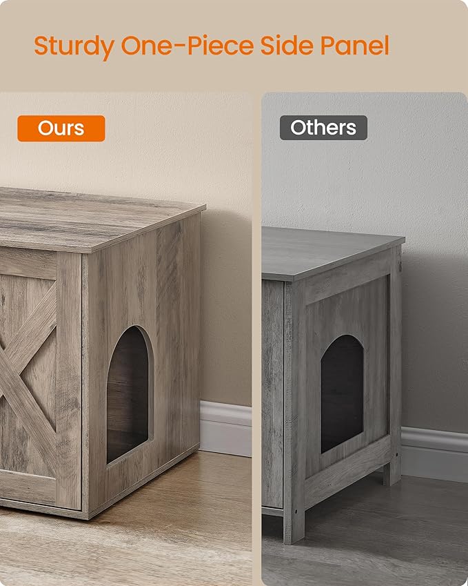 Feandrea Cat Litter Box Enclosure, Litter Box Furniture Hidden, Indoor Cat House, End Table, 27.6 x 19.7 x 19.7 Inches, Heather Greige UPCL022K01