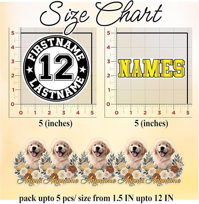 Custom Pet Face Photo Name Floral Sticker Personalized Text Image Animal Flower Decal Waterproof Vinyl Decal for Water Bottles Tumbler Laptop Hard Hat Car Kindle Gifts for Girl Boy