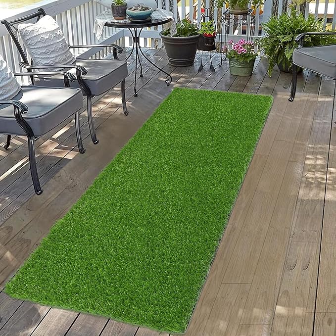 Bsmathom Artificial Grass Rug - 2x8Ft Indoor/Outdoor Dog Grass Mat, Fake Grass Turf Runner for Balcony, Garden, Lawn, Landscape
