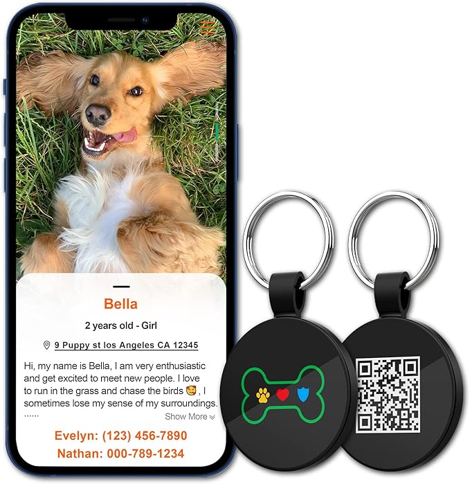 MYLUCKYTAG QR Code Pet ID | Personalized Dog & Cat Collar Tag | Online Profile with Instant Scanned Location Alert Email