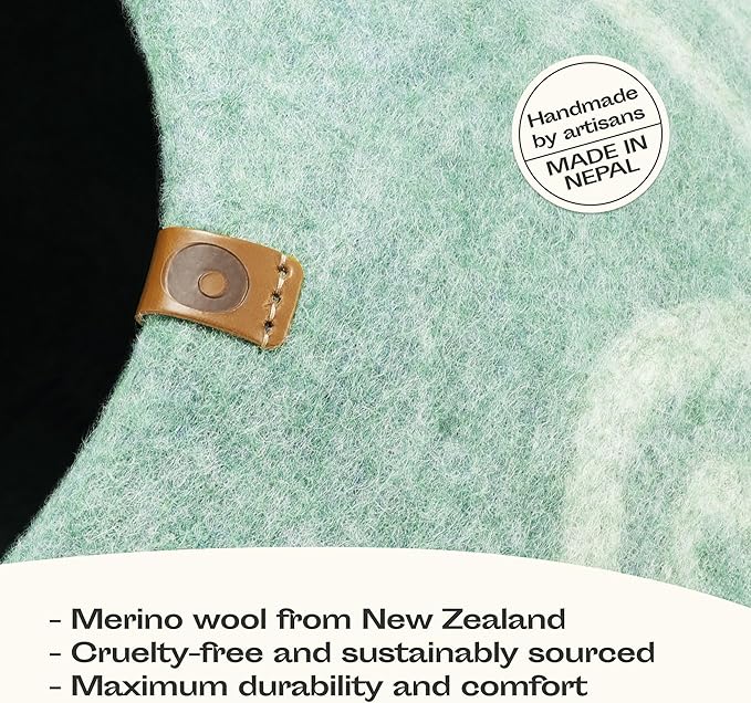 MEOWFIA Cat Cave – Premium Felt Cat Bed for Indoor Cats, Handmade Merino Wool (Pistachio, Large)