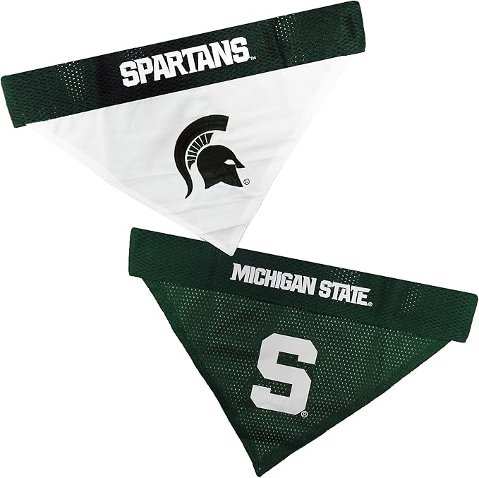 Pets First Collegiate Pet Accessories, Reversible Bandana, Michigan State Spartans, Large/X-Large