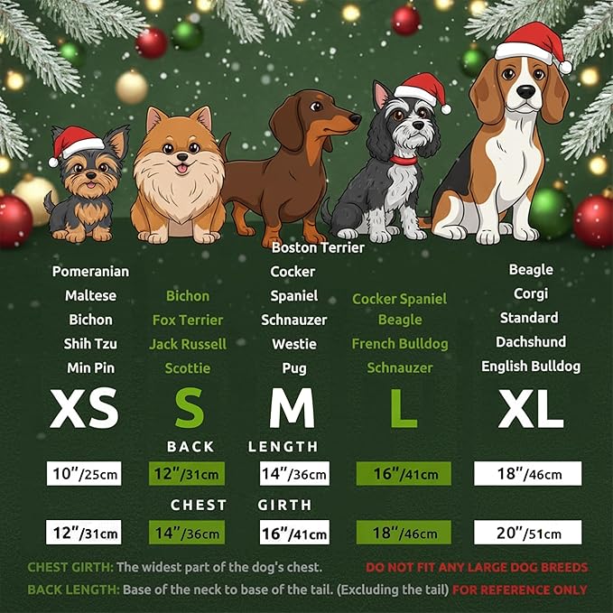 Pohshido Christmas Dog Dress, Winter Holiday Santa Claus Skirt with Cute Bow for Boys and Girls Small Pet Puppies Doggie
