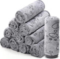 Tegeme 12 Pcs Pet Blankets Soft Fluffy Fleece Dog Cat Warm Paw Print Pattern Blankets Flannel Throw for Pets Dog Puppy Cat(30 x 20 Inch,Gray)
