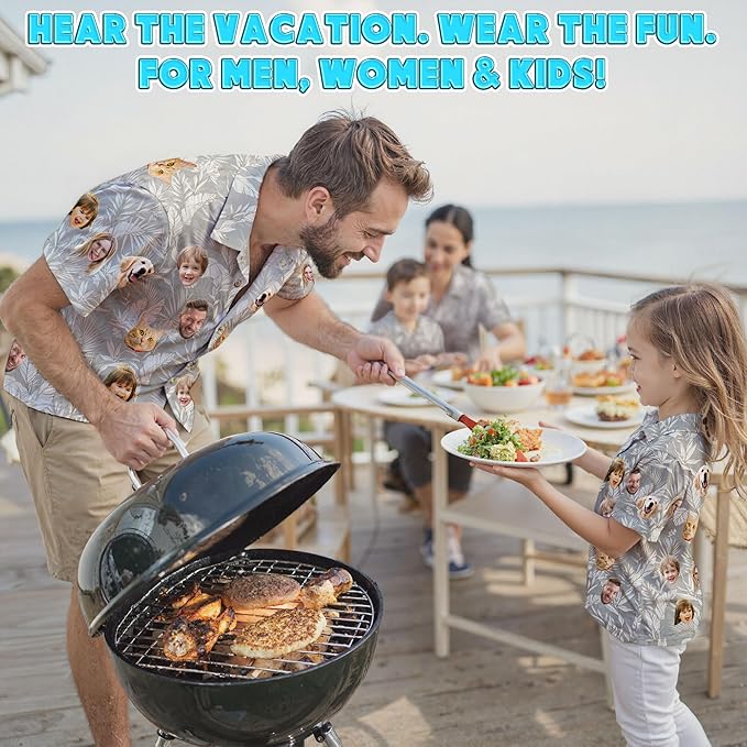 Custom Hawaiian Shirt with Face Photo Picture for Men Women Kids Youth Adult, Tropical Personalized Hawaiian Shirts Gift