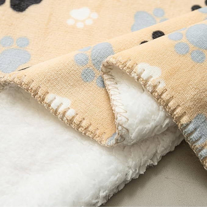 Dog Blankets Waterproof Pet Blanket Paw Printing Super Soft Warm Fluffy Facecloth Sofa Car Bed Protector, Urine Proof Washable for Puppy Large Dogs & Cats 60"*80" Beige