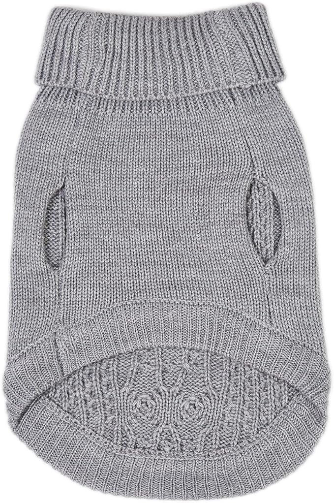 Stretchy Cat Sweater - 17 Colors & 6 Sizes | Snug Winter-Ready Knit for Boy/Girl Cats & Kittens(Grey, Large)