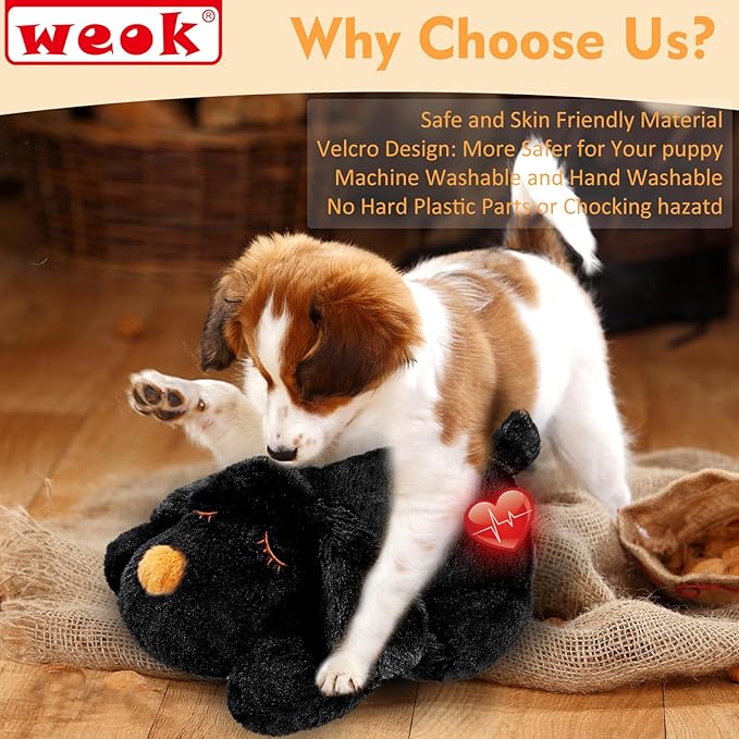 Puppy Heartbeat Toy for Separation Anxiety Relief, Heartbeat Stuffed Animal Anxiety Calming Behavioral Aid Plush Toy for Dogs Cats Pets