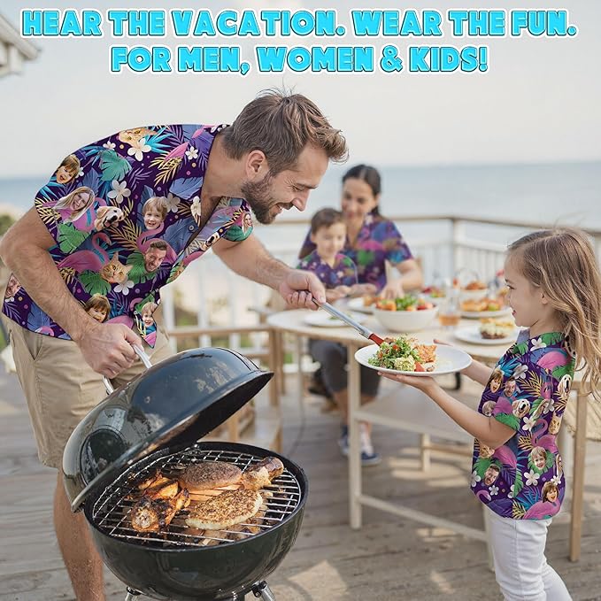 Custom Hawaiian Shirt with Face Photo Picture for Men Women Kids Youth Adult, Tropical Personalized Hawaiian Shirts Gift