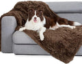 gogobunny Waterproof Dog Blanket for Couch & Furniture Protection - Super Soft Reversible Throw for Large Dogs & Cats, Calming Washable Fur & Sherpa Pet Blanket (33x77 Inch, Chocolate)