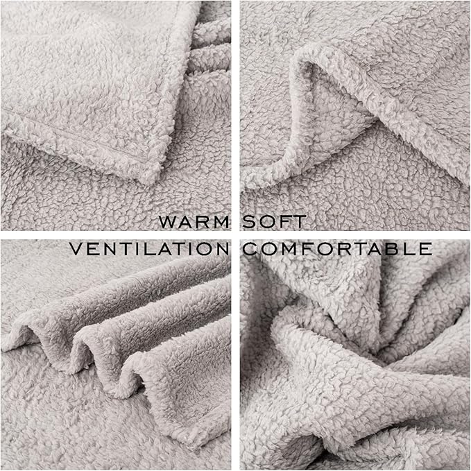 2 Blankets, Dog Cat Pet Blanket, Soft Warm Fleece, for Puppy, Small Dogs or Kitten, Cats, Plush Fuzzy Blanket for Bed, Sofa, Travel (60" x 40", 2/Pack, Beige+Light Gray)