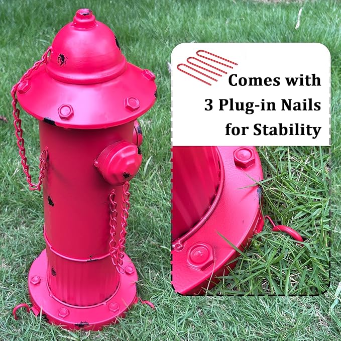 Fire Hydrant for Dogs to Pee on, Metal Puppy Pee Post for Dogs, Red Fake Fire Hydrant with Stakes, Pee Post for Dog Outdoor Indoor Training Tool Garden Yard Lawn Ornament Statue, 16.3" H
