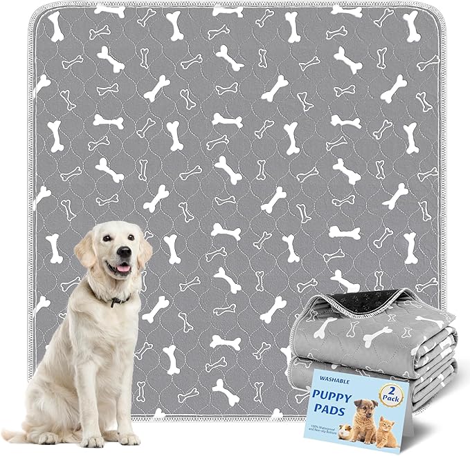 Washable Pee Pads for Dogs Large 54" x 54" 2-Pack Reusable Puppy Pads Pet Training Pads, Fast Absorb Dog Mats, Waterproof Whelping Pad, Non-Slip Protects Against Urine Leakage
