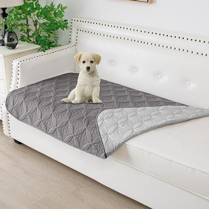 Waterproof Dog Blanket, 30x53 inches Small Pet Couch Covers for Sofa, Chair Bed Furniture Protector from Dogs Washable and Reversible-Lightgrey+Darkgrey
